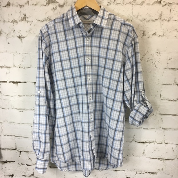 James Campbell Other - James Campbell Blue Plaid Window Pane Shirt